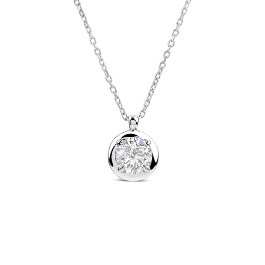 Born Orbit 9ct White Gold Lab Grown 0.82ct Round Diamond Pendant