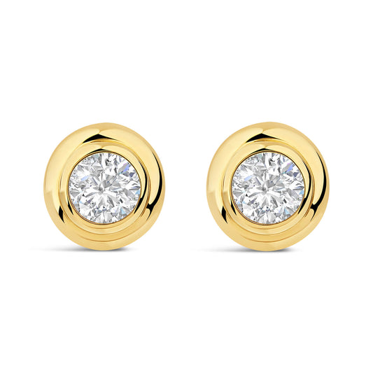 Born Orbit 9ct Yellow Gold Lab Grown 1.00ct Diamond Round Stud Earrings