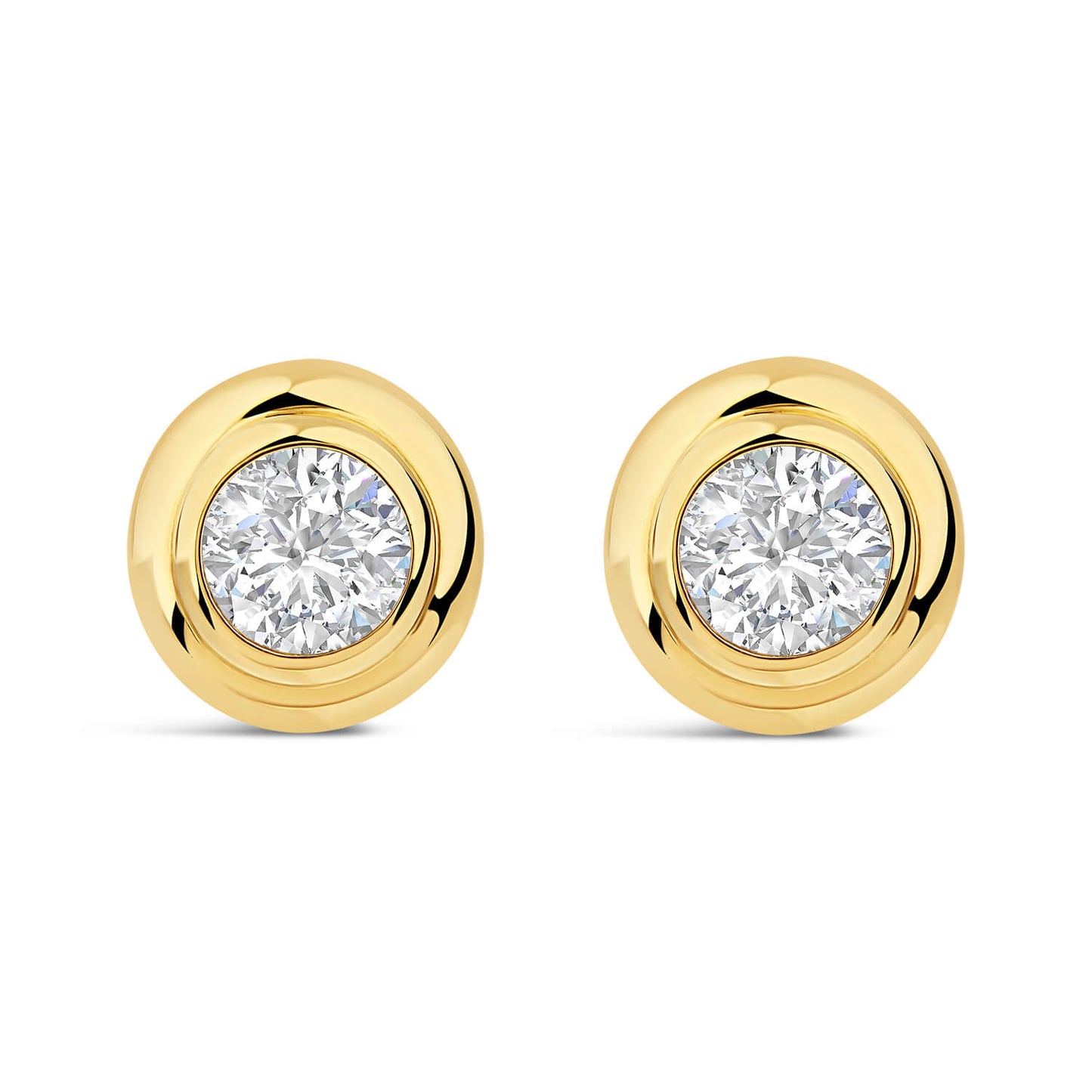 Born Orbit 9ct Yellow Gold Lab Grown 1.00ct Diamond Round Stud Earrings
