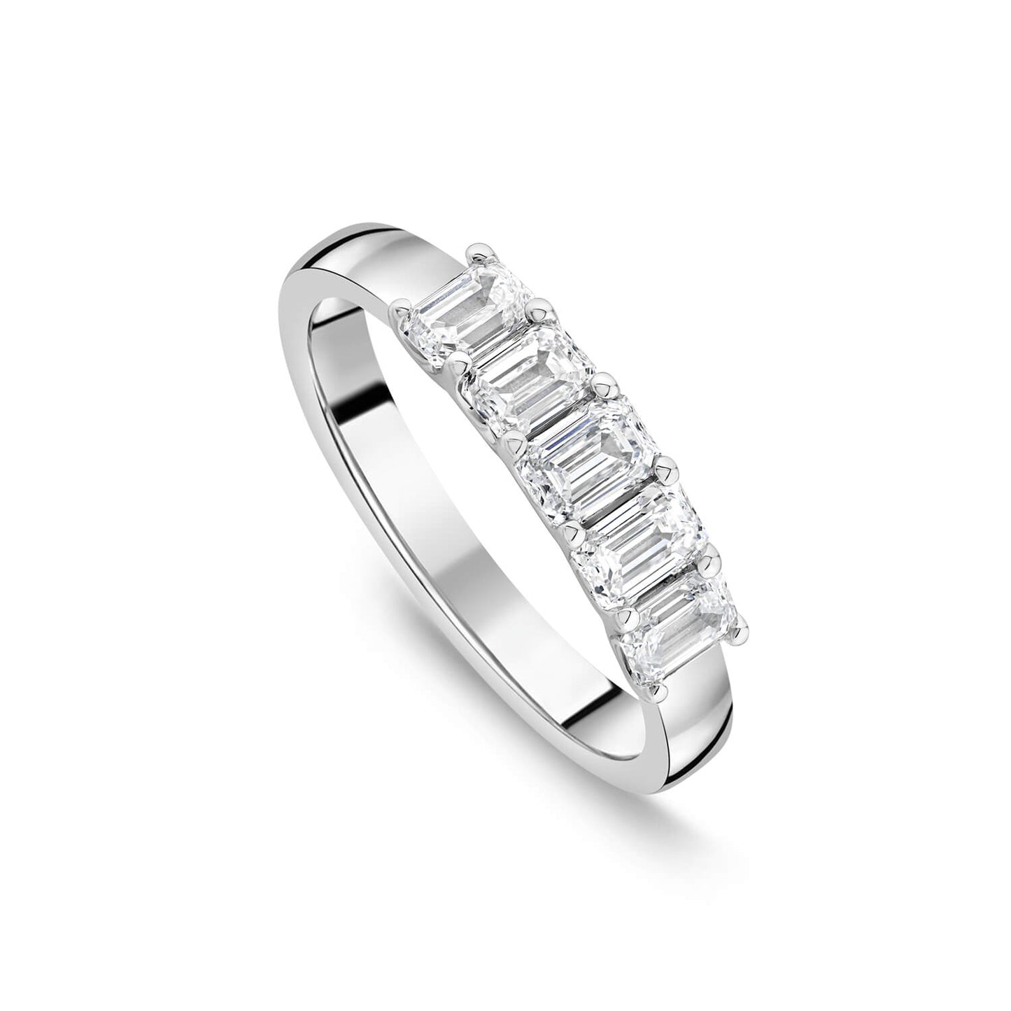 Born Platinum 0.90ct Lab Grown 5 Stone Emerald Cut Half Eternity Diamond Ring