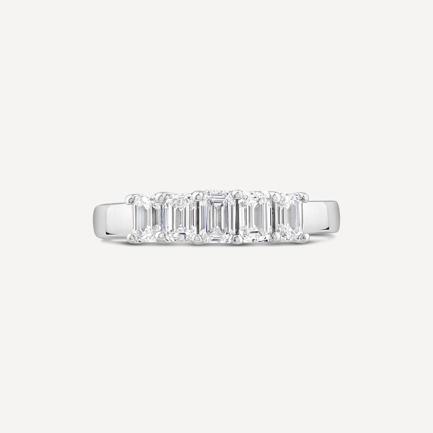 Born Platinum 0.90ct Lab Grown 5 Stone Emerald Cut Half Eternity Diamond Ring