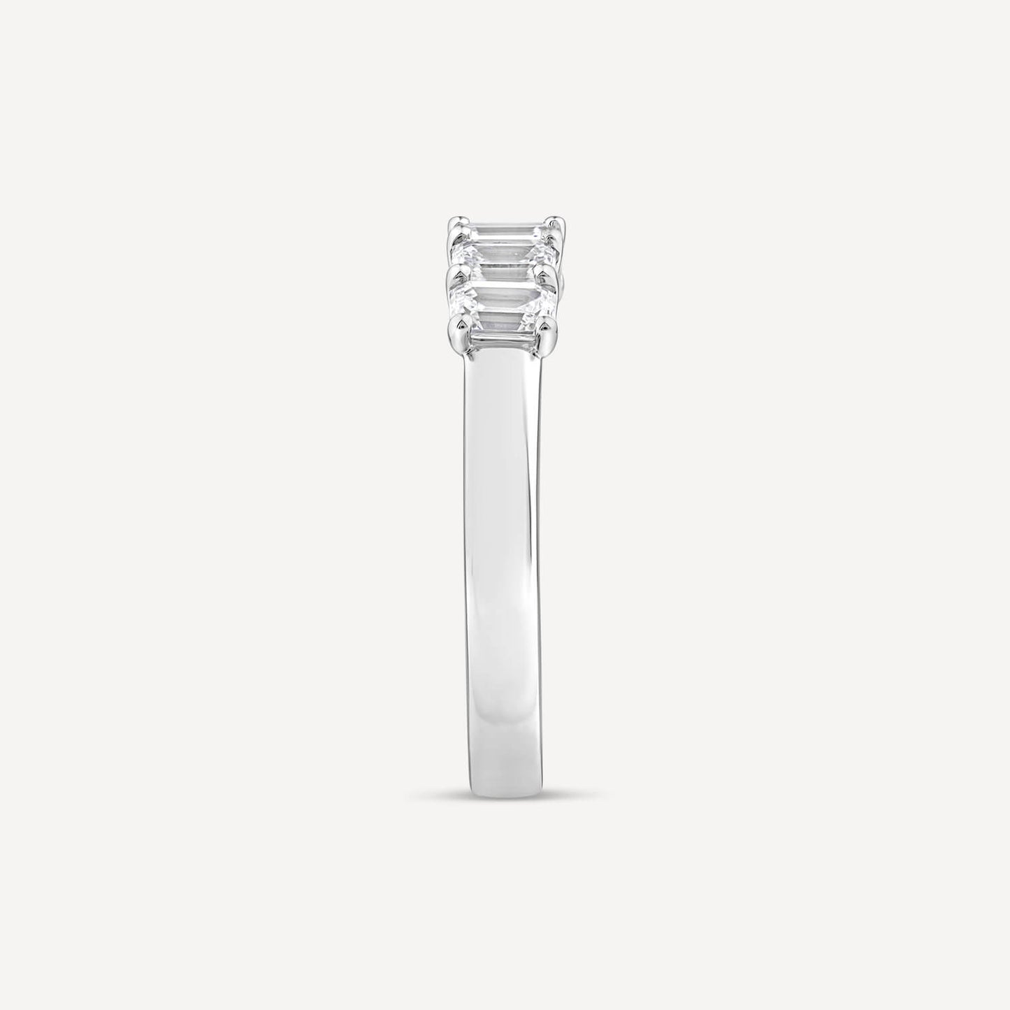 Born Platinum 0.90ct Lab Grown 5 Stone Emerald Cut Half Eternity Diamond Ring