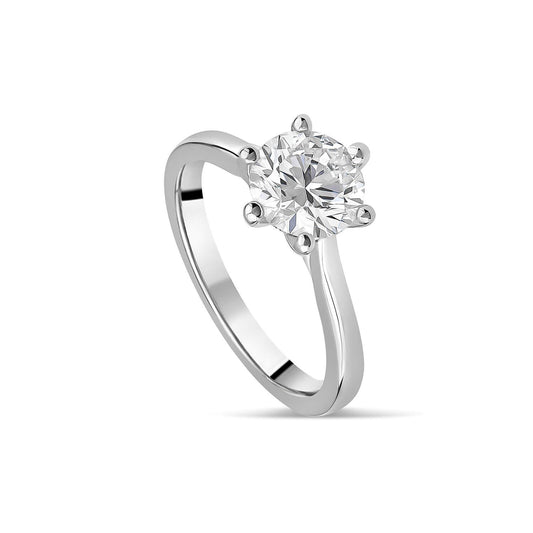 Born Platinum 1.50ct Round Lab Grown Diamond 6 Claw Set Solitaire Ring