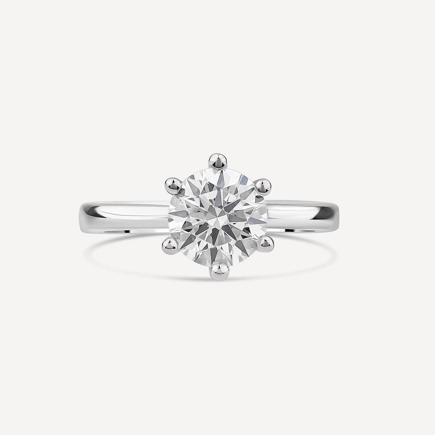 Born Platinum 1.50ct Round Lab Grown Diamond 6 Claw Set Solitaire Ring