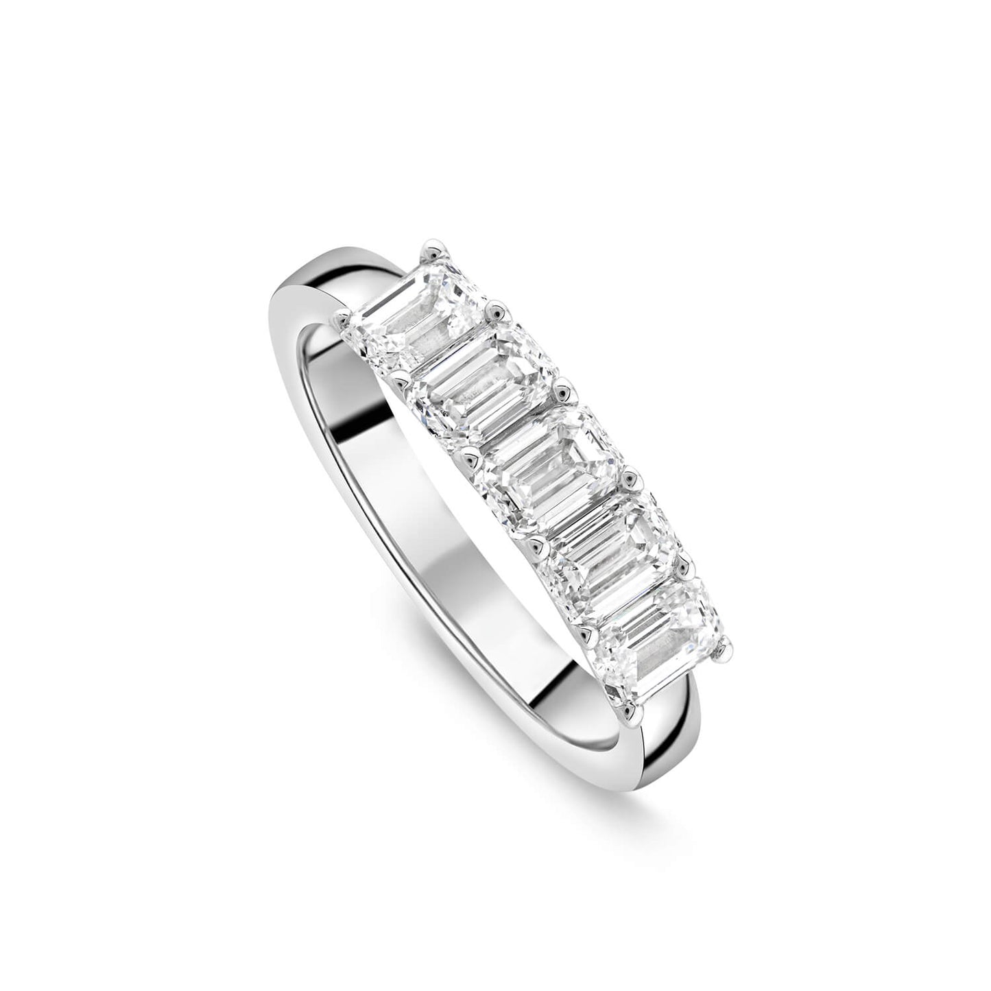 Born Platinum 1.5ct Lab Grown 5 Stone Emerald Cut Half Eternity Diamond Ring