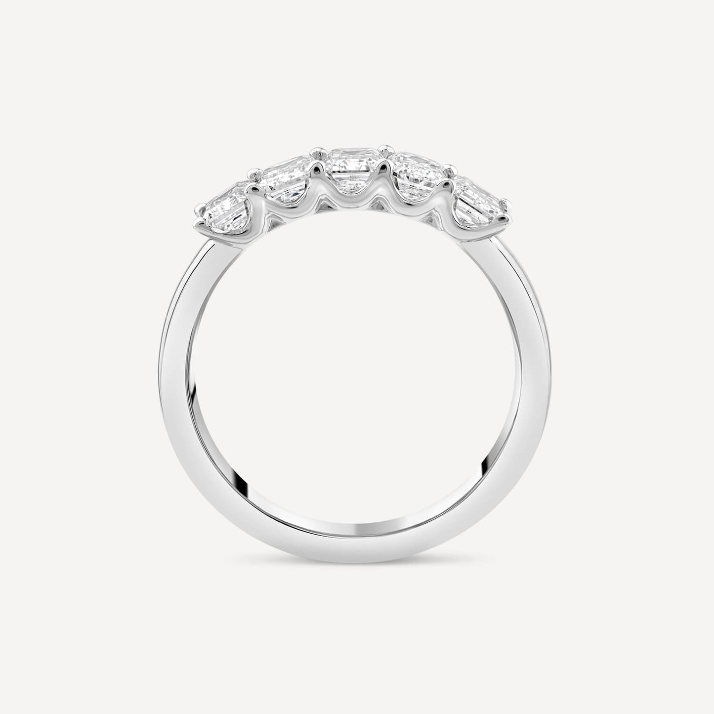 Born Platinum 1.5ct Lab Grown 5 Stone Emerald Cut Half Eternity Diamond Ring