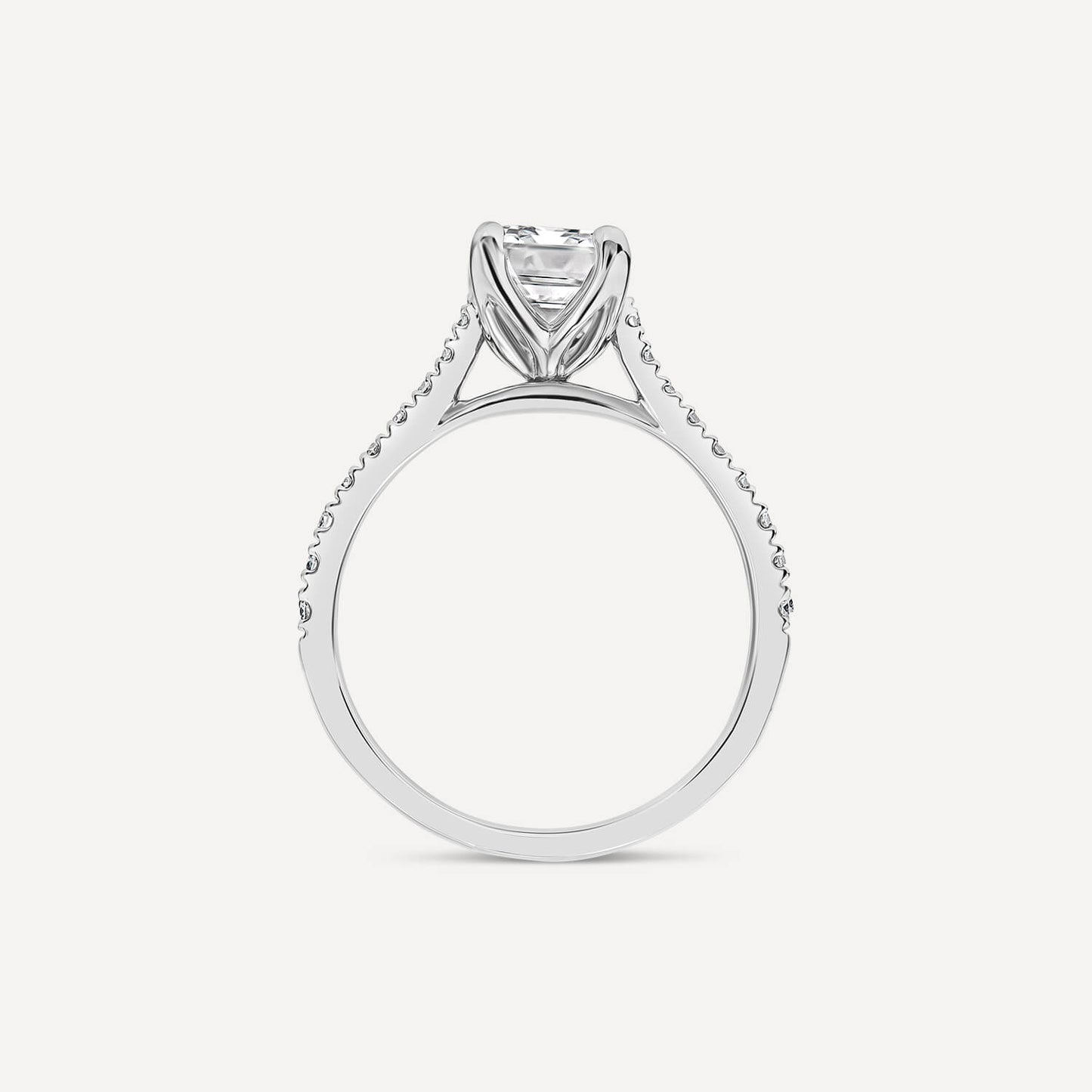 Born Platinum 1.90ct Lab Grown Emerald Cut & Diamond Sides Ring