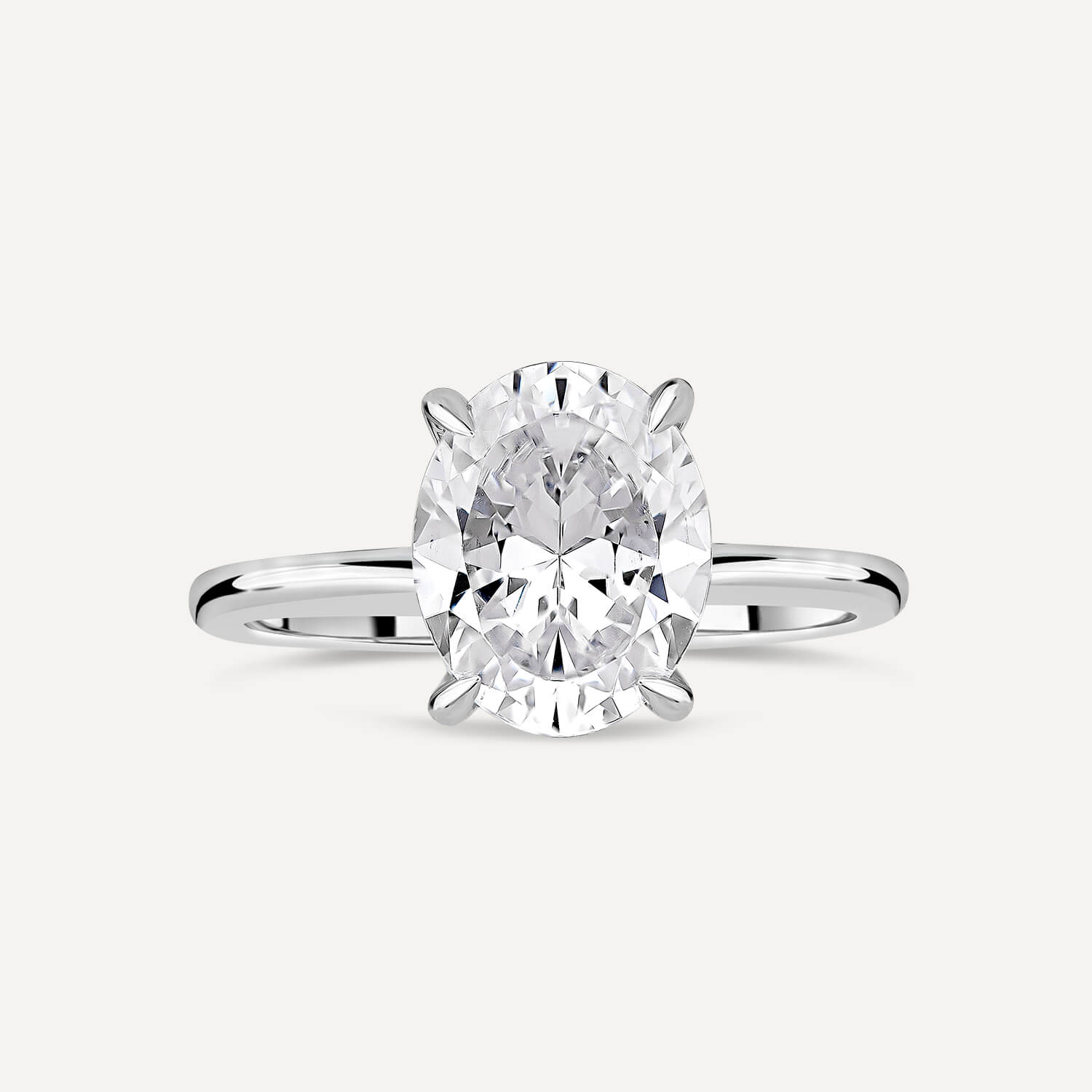 Born Platinum Lab Grown Oval Peg Head Mount Diamond Ring