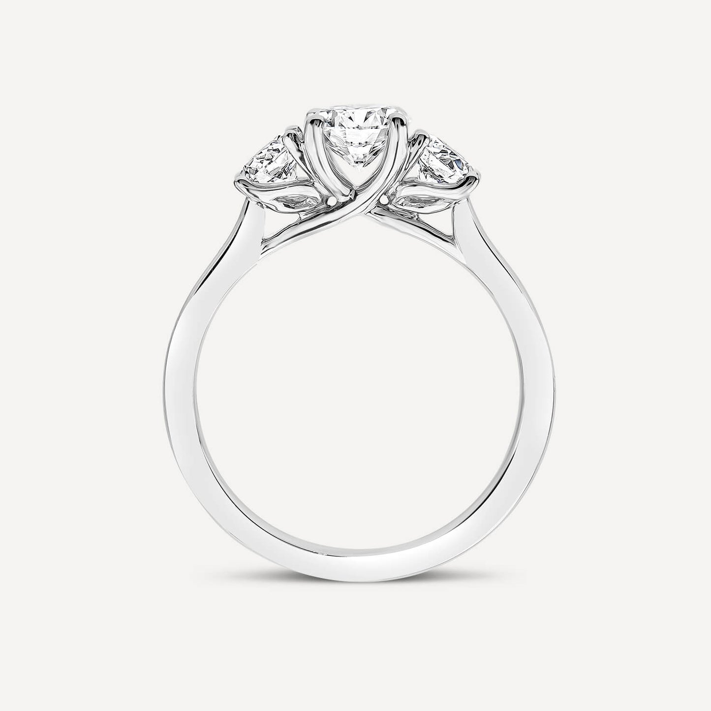 Born Platinum Lab Grown 1 carat 3 Stone Round Brilliant Diamond Ring