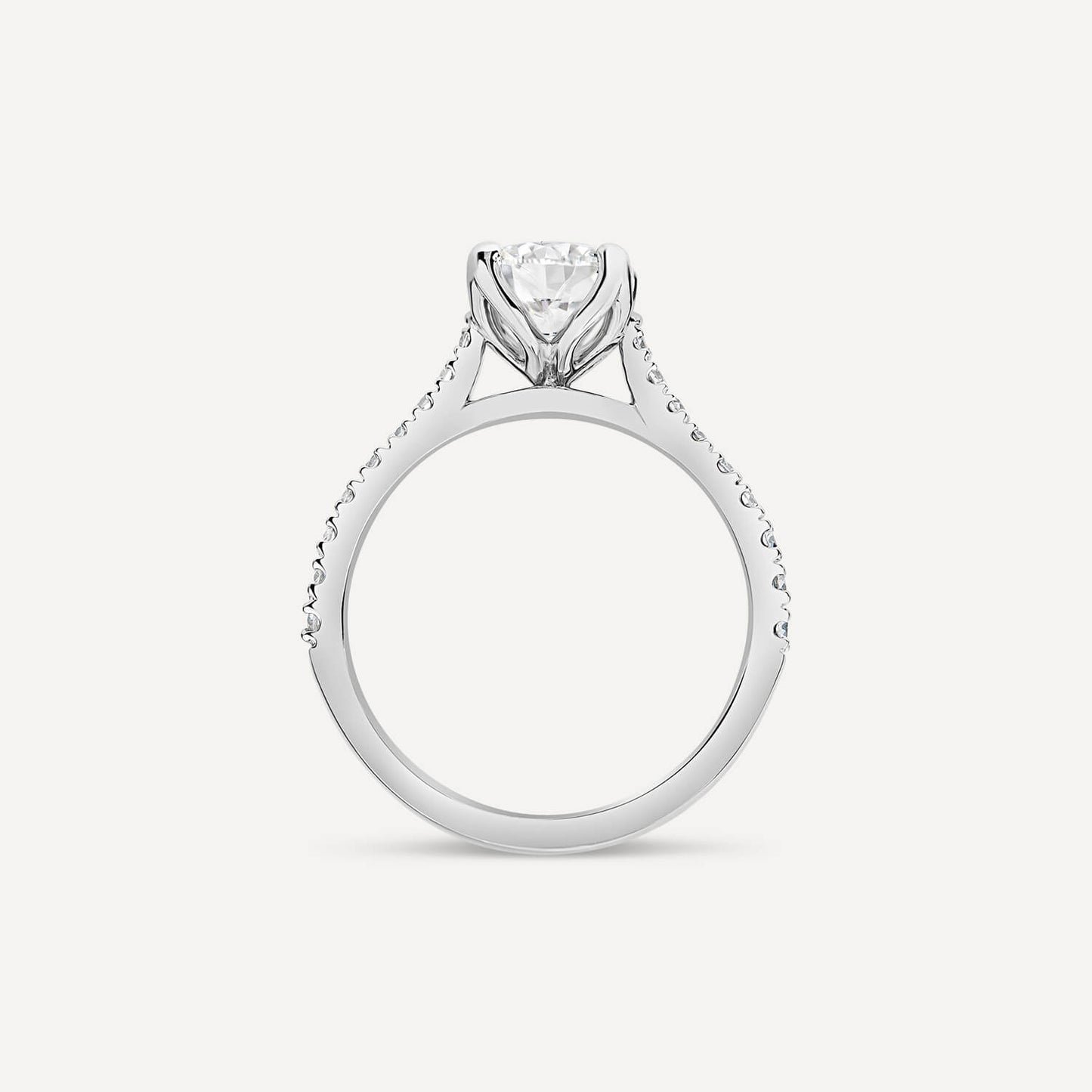 Born Platinum Lab Grown 1.20ct Round Brilliant Solitaire & Diamond Sides Ring