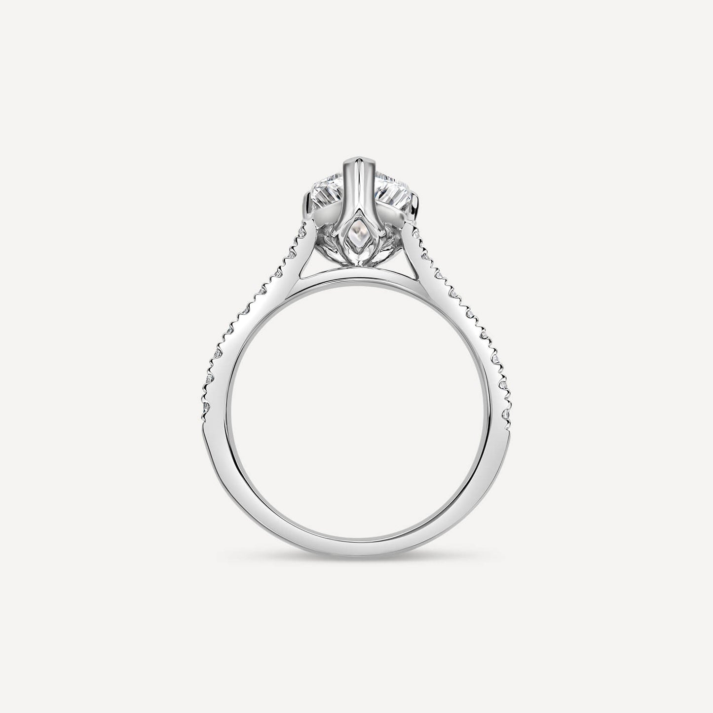 Born Platinum Lab Grown 1.70ct Pear Solitaire & Diamond Sides Ring