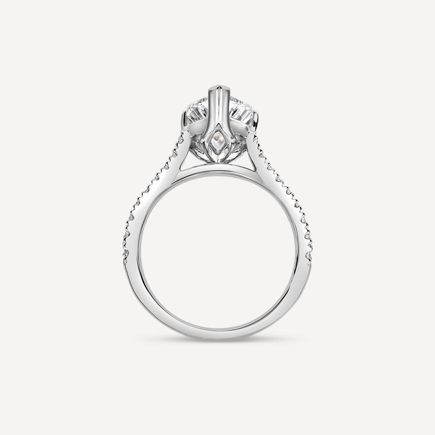 Born Platinum Lab Grown 1.90ct Pear Solitaire & Diamond Sides Ring
